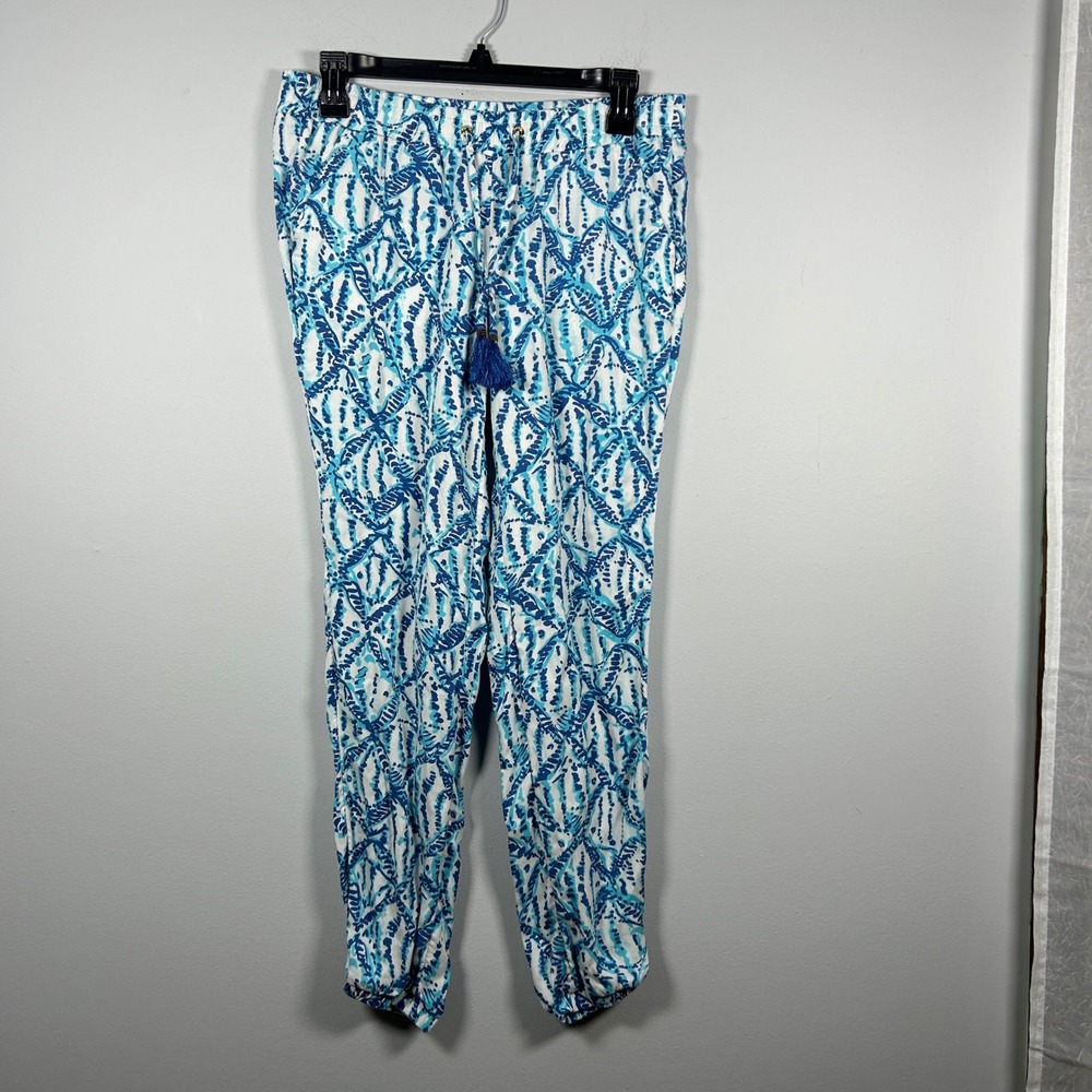 Lilly Pulitzer Piper Island Jogger Pants Womens XS Sparkling Blue Hook Up Beach